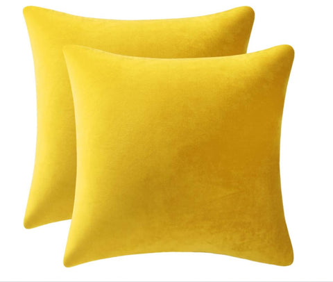 DEZENE Couch Pillow Covers 16x16 Yellow: 2 Pack Cozy Soft Velvet