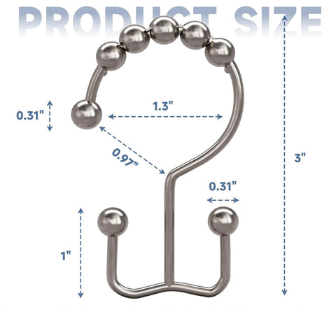 Shower Curtain Hooks, Shower Curtain Rings Rust Proof Metal Decor