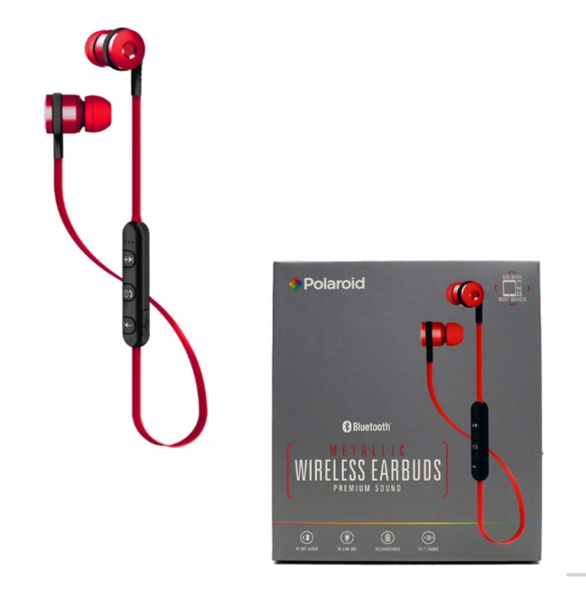 Bluetooth Metallic Wireless Earbuds Red