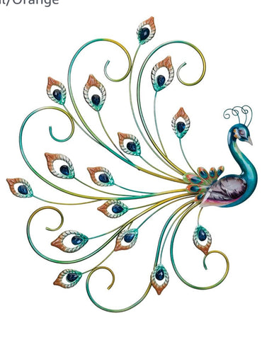 Peacock Garden Wall Decor Metal & Glass