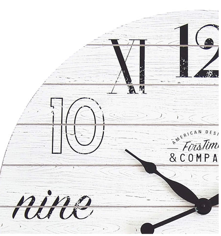 FirsTime & Co White Shiplap Chic Aged Wall Clock