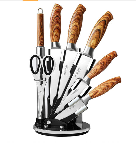 Sharp Kitchen Knife Set – Rotating 7 Pcs Stainless Steel Knife Block