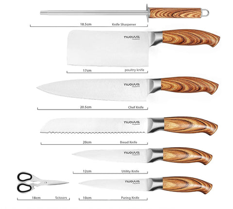 Sharp Kitchen Knife Set – Rotating 7 Pcs Stainless Steel Knife Block