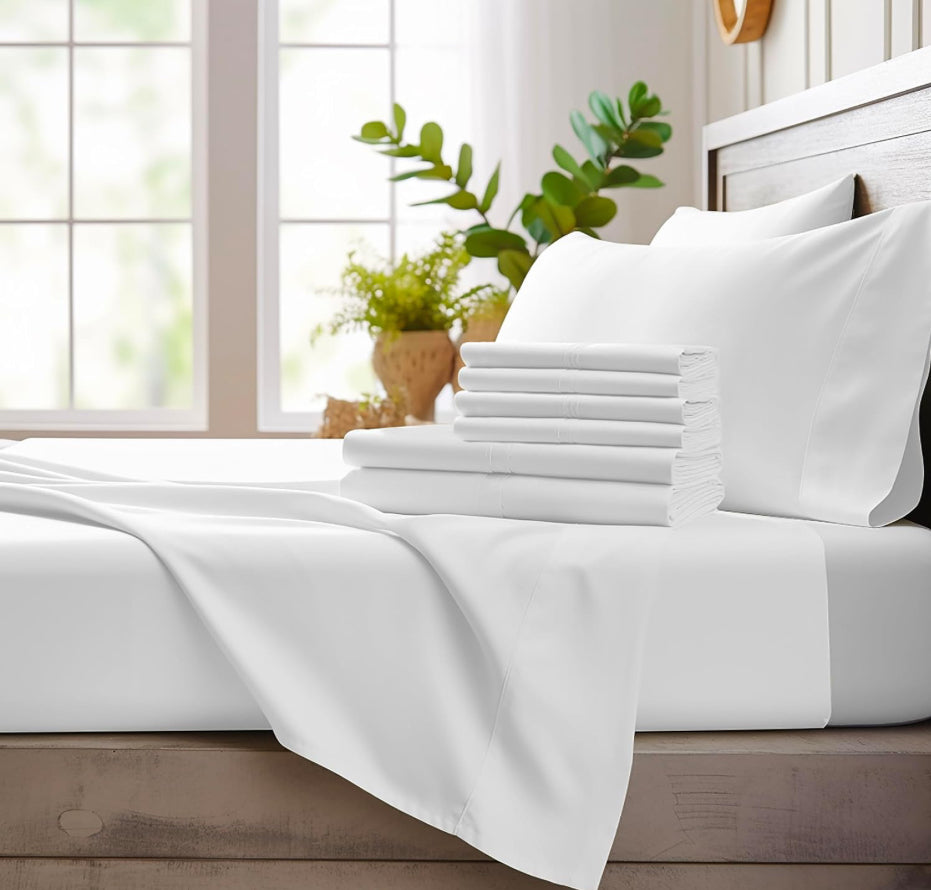 Luxury Bamboo Sheets California King 6 piece White