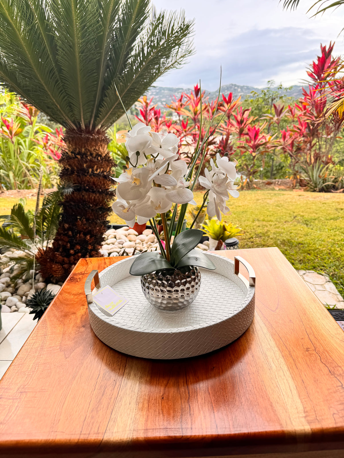 Round White Serving Tray